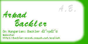 arpad backler business card